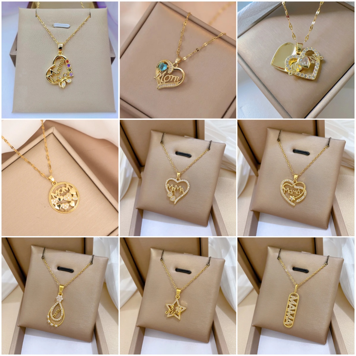 Butterfly Clasp Deployant - Kalung Liontin Huruf Mama Hati Kristal