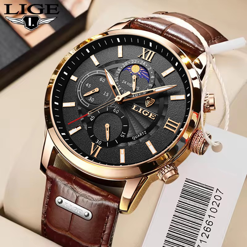 Suede Strap Watch - LIGE jam tangan pria, jam tangan