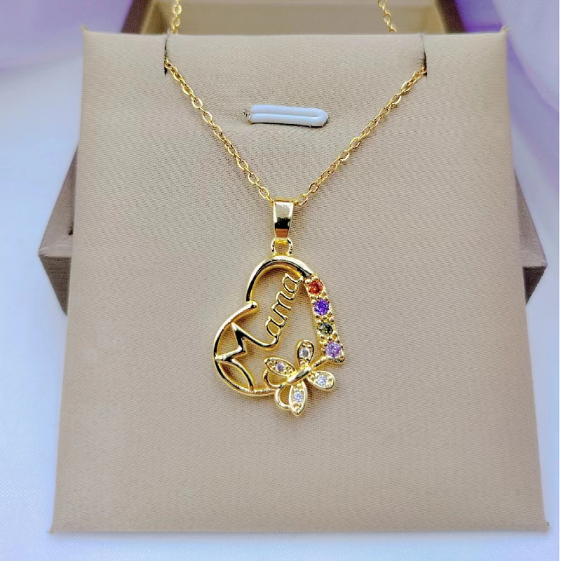 Kalung Liontin Huruf Mama Hati - Butterfly Clasp Deployant ulasan dan harga